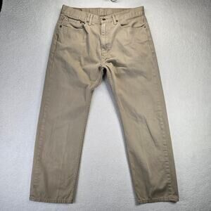 Levis 505 Jeans Mens 36x30 Khaki Straight Regular Fit 100% Cotton Zip (34x28)